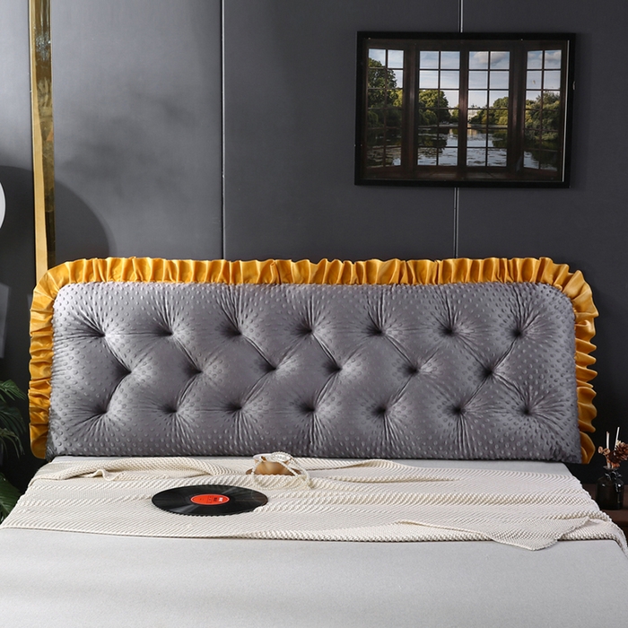 91家纺网 家纺一手货源 找家纺 永光家居 2025新款绒豆豆床头靠垫 韩版床上软包靠枕抱枕（不供多多） 绒豆豆-灰色