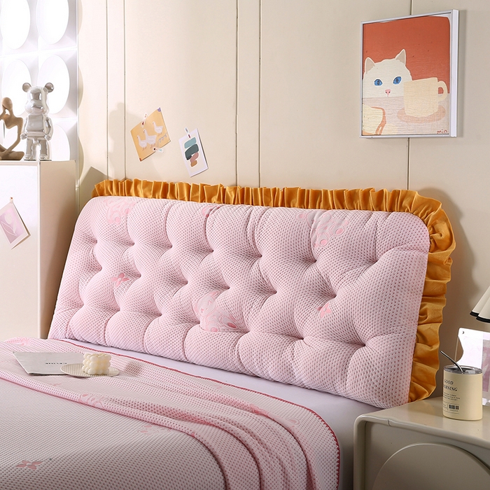 91家纺网 家纺一手货源 找家纺 永光家居 2025新款凉感韩版靠垫 床头靠枕抱枕软包榻榻米（不供多多） 粉色