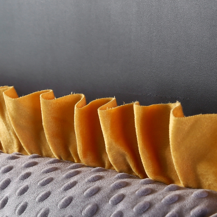 91家纺网 家纺一手货源 找家纺 永光家居 2025新款绒豆豆床头靠垫 韩版床上软包靠枕抱枕（不供多多） 绒豆豆-灰色