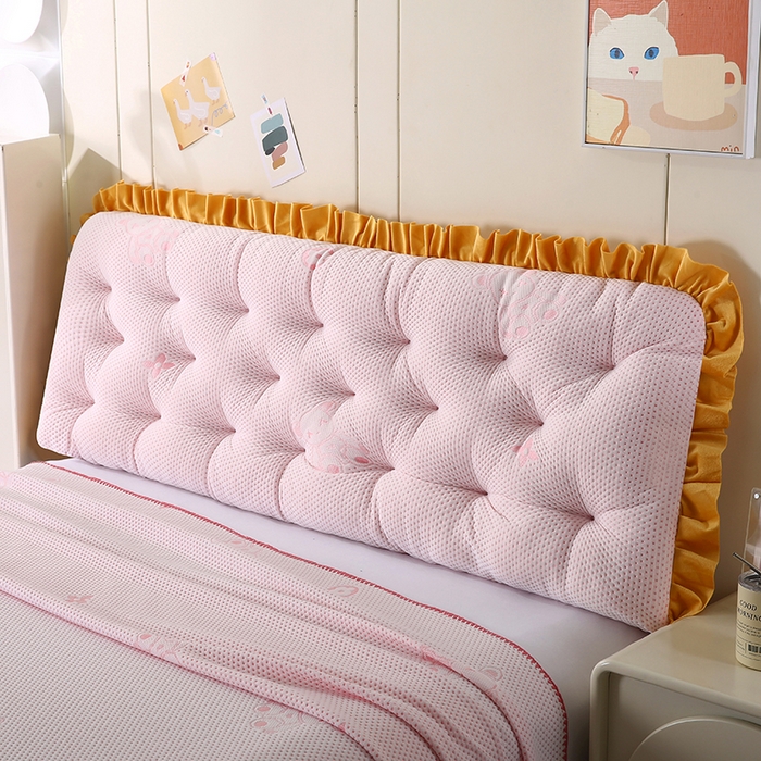91家纺网 家纺一手货源 找家纺 永光家居 2025新款凉感韩版靠垫 床头靠枕抱枕软包榻榻米（不供多多） 粉色