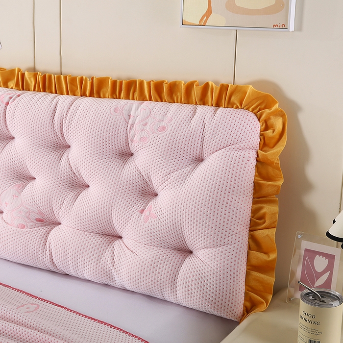 91家纺网 家纺一手货源 找家纺 永光家居 2025新款凉感韩版靠垫 床头靠枕抱枕软包榻榻米（不供多多） 粉色