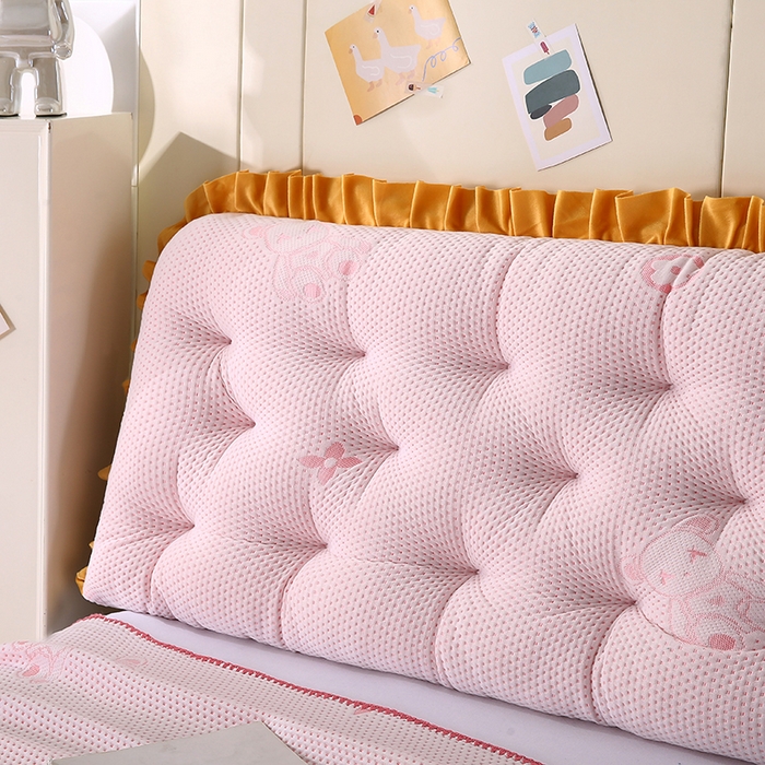 91家纺网 家纺一手货源 找家纺 永光家居 2025新款凉感韩版靠垫 床头靠枕抱枕软包榻榻米（不供多多） 粉色