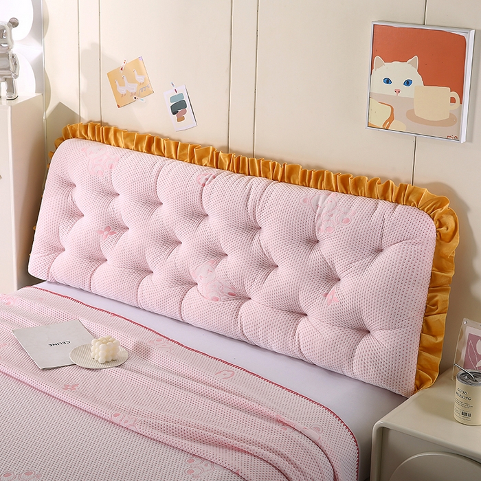 91家纺网 家纺一手货源 找家纺 永光家居 2025新款凉感韩版靠垫 床头靠枕抱枕软包榻榻米（不供多多） 粉色