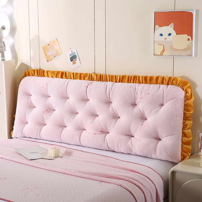 91家纺网 家纺一手货源 找家纺 永光家居 2025新款凉感韩版靠垫 床头靠枕抱枕软包榻榻米（不供多多） 粉色