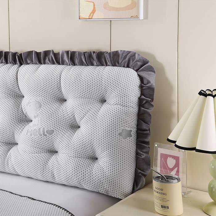 91家纺网 家纺一手货源 找家纺 永光家居 2025新款凉感韩版靠垫 床头靠枕抱枕软包榻榻米（不供多多） 灰色