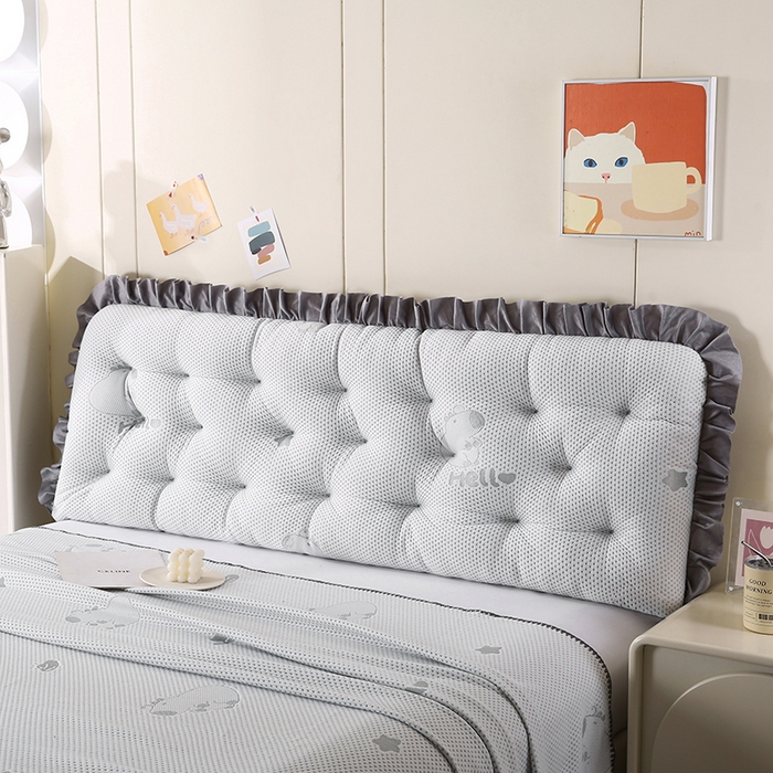 91家纺网 家纺一手货源 找家纺 永光家居 2025新款凉感韩版靠垫 床头靠枕抱枕软包榻榻米（不供多多） 灰色