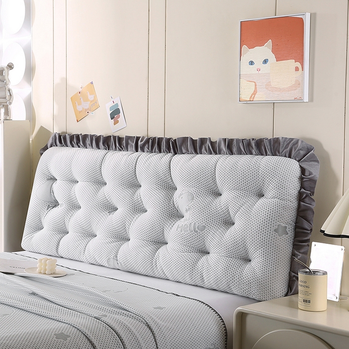 91家纺网 家纺一手货源 找家纺 永光家居 2025新款凉感韩版靠垫 床头靠枕抱枕软包榻榻米（不供多多） 灰色