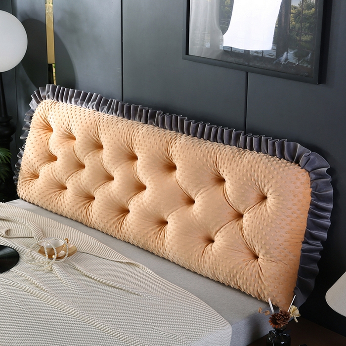 91家纺网 家纺一手货源 找家纺 永光家居 2025新款绒豆豆床头靠垫 韩版床上软包靠枕抱枕（不供多多） 绒豆豆-咖色