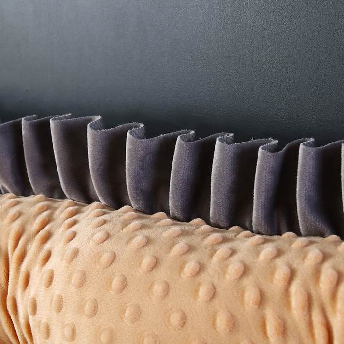 91家纺网 家纺一手货源 找家纺 永光家居 2025新款绒豆豆床头靠垫 韩版床上软包靠枕抱枕（不供多多） 绒豆豆-咖色