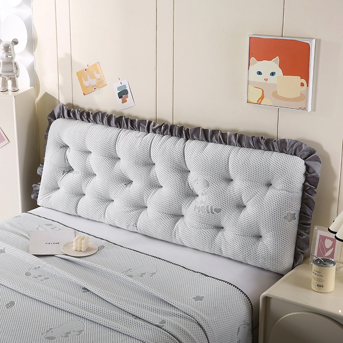 91家纺网 家纺一手货源 找家纺 永光家居 2025新款凉感韩版靠垫 床头靠枕抱枕软包榻榻米（不供多多） 灰色