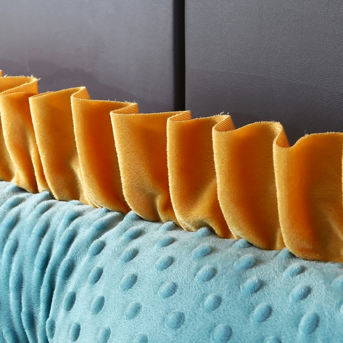 91家纺网 家纺一手货源 找家纺 永光家居 2025新款绒豆豆床头靠垫 韩版床上软包靠枕抱枕（不供多多） 绒豆豆-蓝色