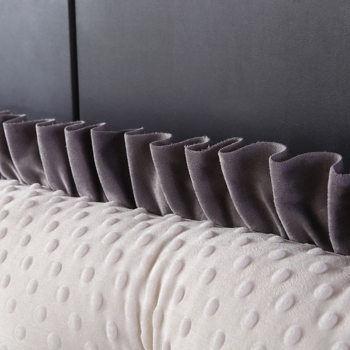 91家纺网 家纺一手货源 找家纺 永光家居 2025新款绒豆豆床头靠垫 韩版床上软包靠枕抱枕（不供多多） 绒豆豆-白色