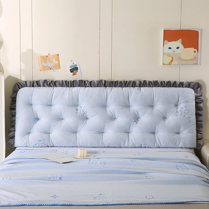 91家纺网 家纺一手货源 找家纺 永光家居 2025新款凉感韩版靠垫 床头靠枕抱枕软包榻榻米（不供多多） 蓝色