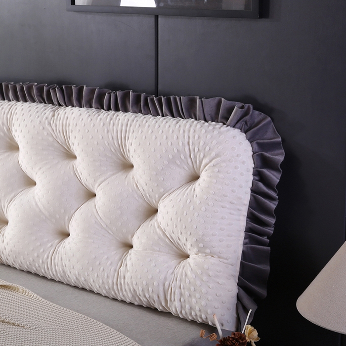 91家纺网 家纺一手货源 找家纺 永光家居 2025新款绒豆豆床头靠垫 韩版床上软包靠枕抱枕（不供多多） 绒豆豆-白色