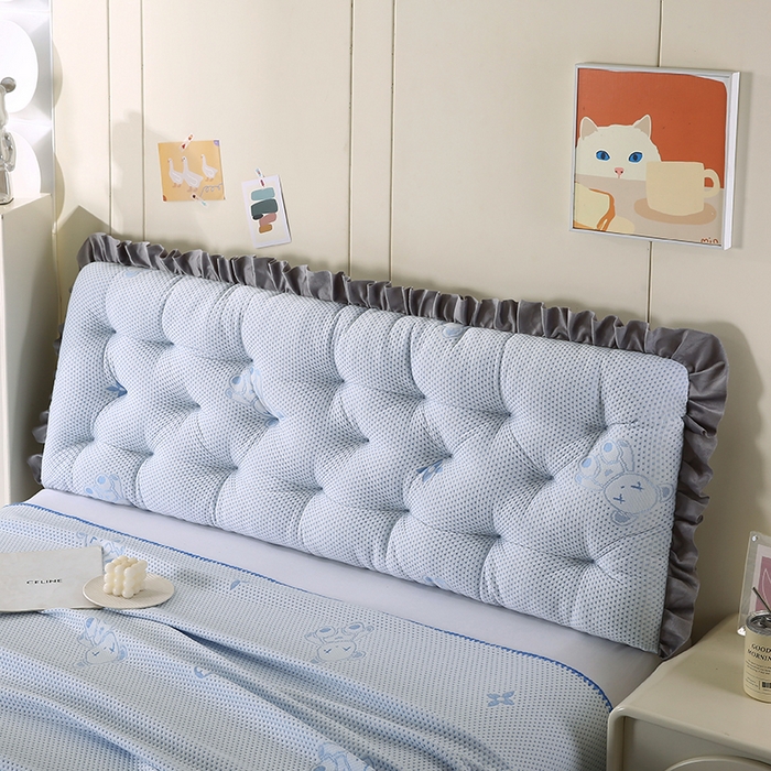 91家纺网 家纺一手货源 找家纺 永光家居 2025新款凉感韩版靠垫 床头靠枕抱枕软包榻榻米（不供多多） 蓝色