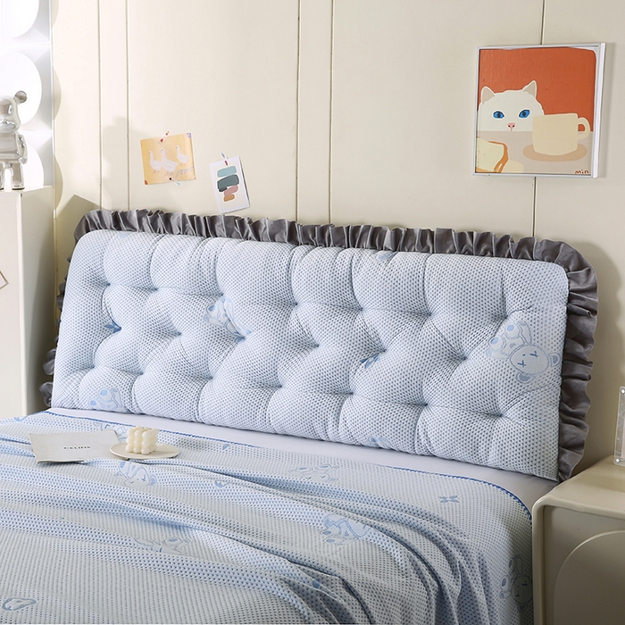 91家纺网 家纺一手货源 找家纺 永光家居 2025新款凉感韩版靠垫 床头靠枕抱枕软包榻榻米（不供多多） 蓝色