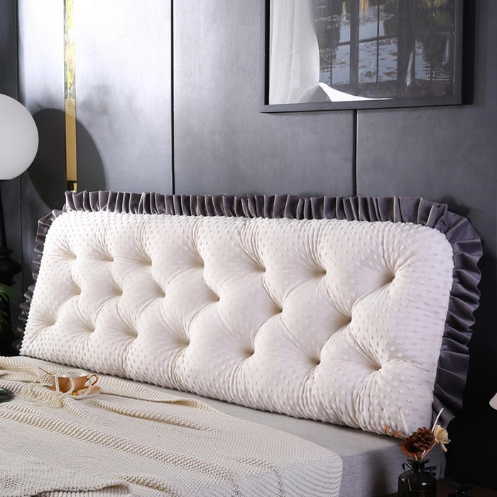 91家纺网 家纺一手货源 找家纺 永光家居 2025新款绒豆豆床头靠垫 韩版床上软包靠枕抱枕（不供多多） 绒豆豆-白色