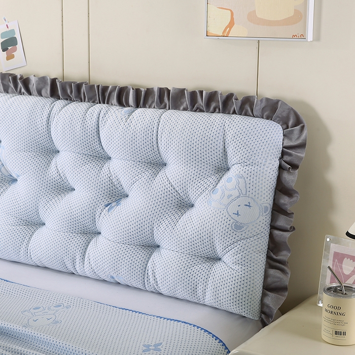 91家纺网 家纺一手货源 找家纺 永光家居 2025新款凉感韩版靠垫 床头靠枕抱枕软包榻榻米（不供多多） 蓝色