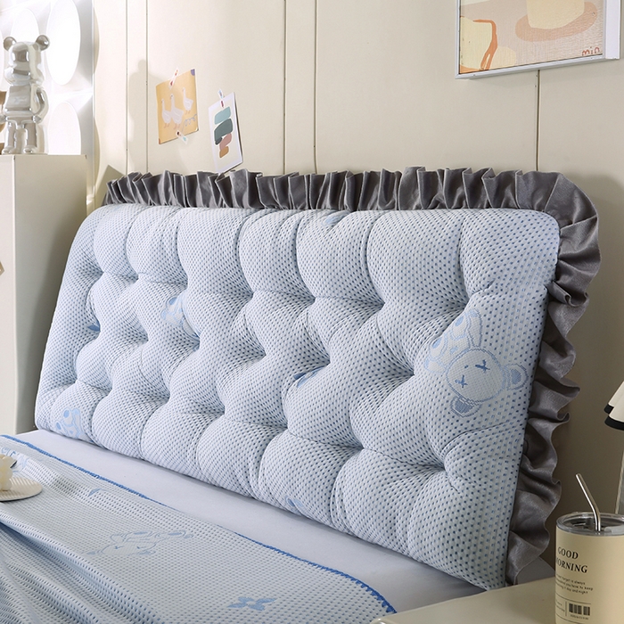 91家纺网 家纺一手货源 找家纺 永光家居 2025新款凉感韩版靠垫 床头靠枕抱枕软包榻榻米（不供多多） 蓝色