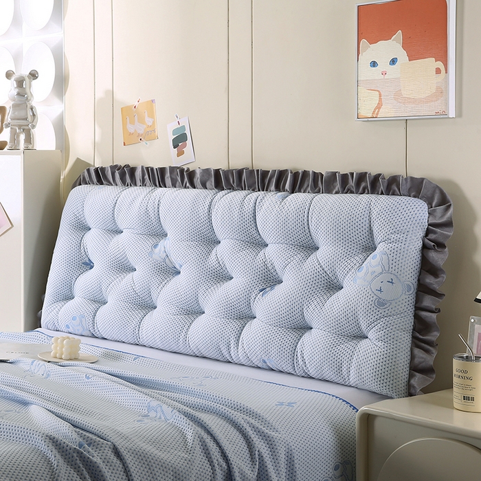 91家纺网 家纺一手货源 找家纺 永光家居 2025新款凉感韩版靠垫 床头靠枕抱枕软包榻榻米（不供多多） 蓝色