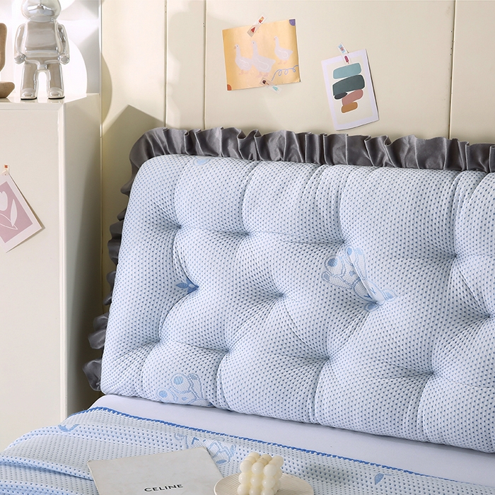 91家纺网 家纺一手货源 找家纺 永光家居 2025新款凉感韩版靠垫 床头靠枕抱枕软包榻榻米（不供多多） 蓝色