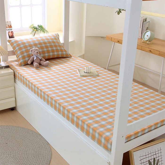 91家纺网 家纺一手货源 找家纺 春皖家纺 2025新款学生季全棉纯棉色织AB版水洗棉单品系列-单床笠 床笠单件 素雅-沐夏