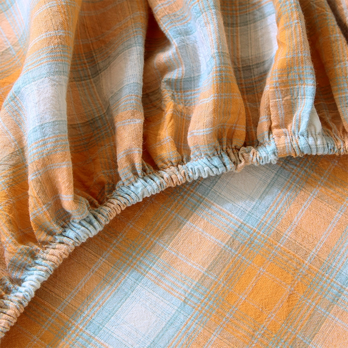 91家纺网 家纺一手货源 找家纺 春皖家纺 2025新款学生季全棉纯棉色织AB版水洗棉单品系列-单床笠 床笠单件 素雅-沐夏