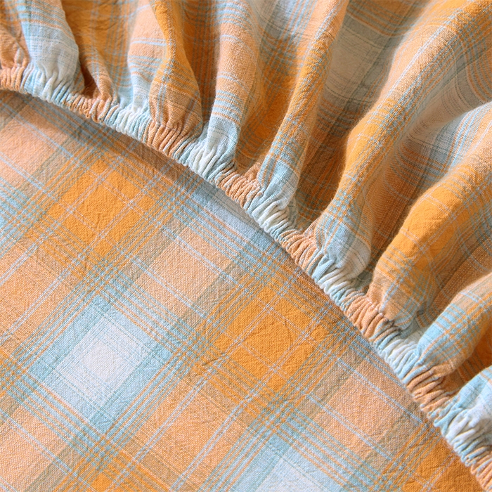 91家纺网 家纺一手货源 找家纺 春皖家纺 2025新款学生季全棉纯棉色织AB版水洗棉单品系列-单床笠 床笠单件 素雅-沐夏