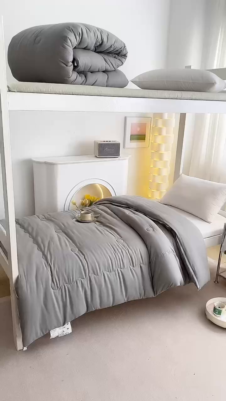 91家纺网 家纺一手货源 找家纺 （总）水妙家纺 2025新款学生上下铺拉链款二合一棉花子母被新疆棉花冬被被芯四季通用单被芯