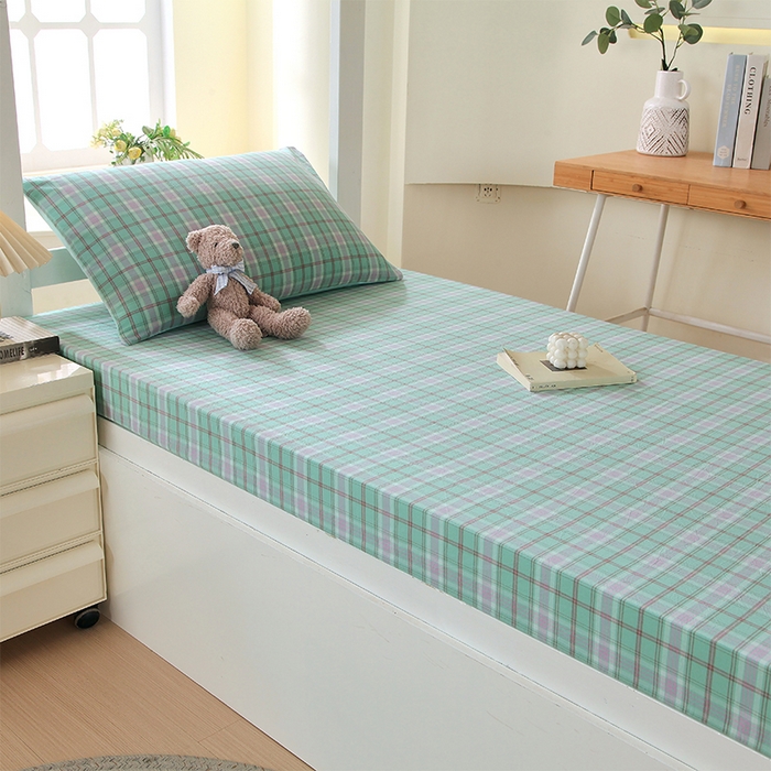 春皖家纺 2025新款学生季全棉纯棉色织AB版水洗棉单品系列-单床笠 床笠单件 素雅-情调