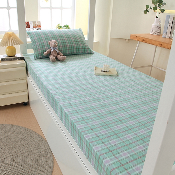 91家纺网 家纺一手货源 找家纺 春皖家纺 2025新款学生季全棉纯棉色织AB版水洗棉单品系列-单床笠 床笠单件 素雅-情调