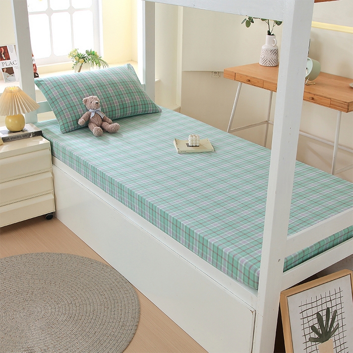 91家纺网 家纺一手货源 找家纺 春皖家纺 2025新款学生季全棉纯棉色织AB版水洗棉单品系列-单床笠 床笠单件 素雅-情调