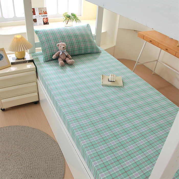 91家纺网 家纺一手货源 找家纺 春皖家纺 2025新款学生季全棉纯棉色织AB版水洗棉单品系列-单床笠 床笠单件 素雅-情调