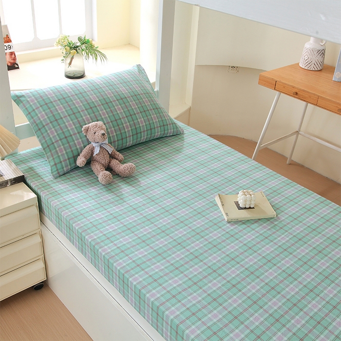 91家纺网 家纺一手货源 找家纺 春皖家纺 2025新款学生季全棉纯棉色织AB版水洗棉单品系列-单床笠 床笠单件 素雅-情调