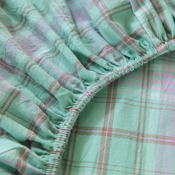 91家纺网 家纺一手货源 找家纺 春皖家纺 2025新款学生季全棉纯棉色织AB版水洗棉单品系列-单床笠 床笠单件 素雅-情调