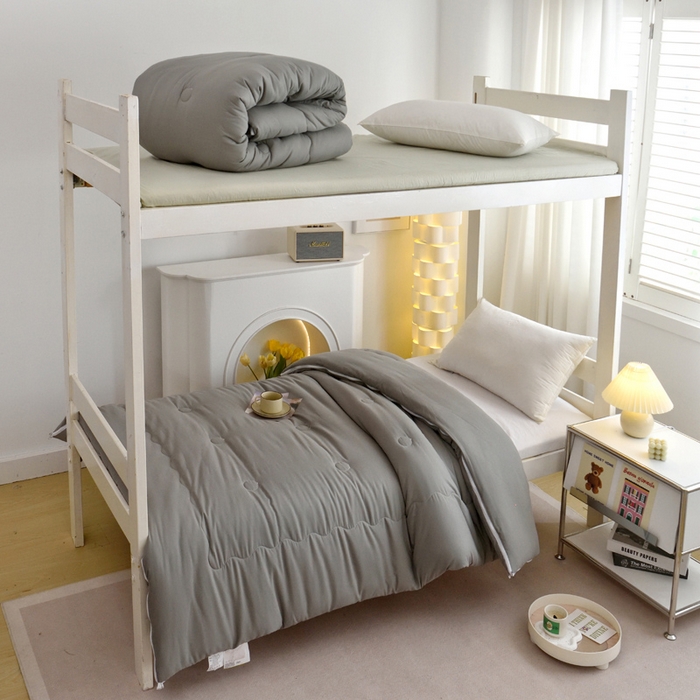 91家纺网 家纺一手货源 找家纺 水妙家纺 2025年新款学生宿舍上下铺拉链款羽丝棉子母被子被芯单被子床垫褥垫（可定制） 羽丝棉子母被