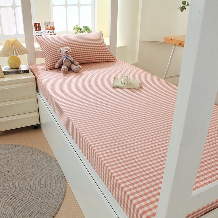 91家纺网 家纺一手货源 找家纺 春皖家纺 2025新款学生季全棉纯棉色织AB版水洗棉单品系列-单床笠 床笠单件 素雅-玉格