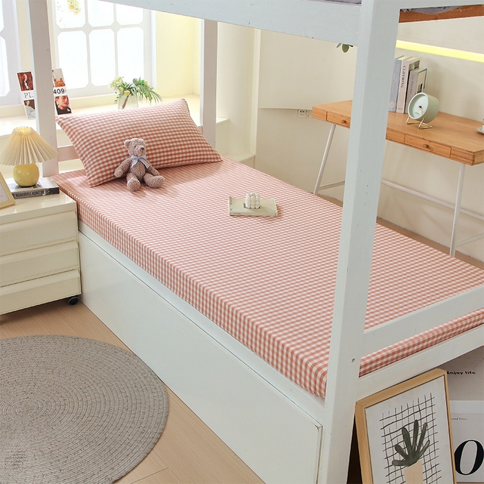 91家纺网 家纺一手货源 找家纺 春皖家纺 2025新款学生季全棉纯棉色织AB版水洗棉单品系列-单床笠 床笠单件 素雅-玉格