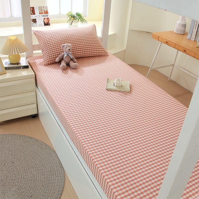 91家纺网 家纺一手货源 找家纺 春皖家纺 2025新款学生季全棉纯棉色织AB版水洗棉单品系列-单床笠 床笠单件 素雅-玉格