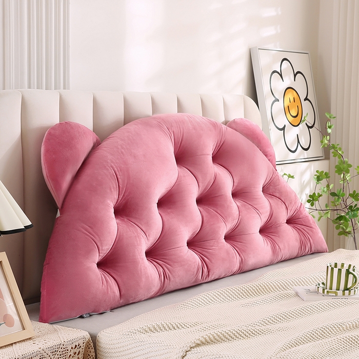 91家纺网 家纺一手货源 找家纺 （总）永光家居 2025新款熊耳朵靠枕 床头靠垫抱枕榻榻米软包 （专利款 不供多多）