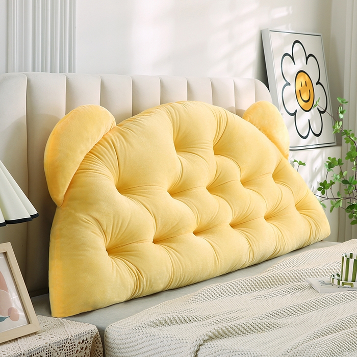 91家纺网 家纺一手货源 找家纺 （总）永光家居 2025新款熊耳朵靠枕 床头靠垫抱枕榻榻米软包 （专利款 不供多多）