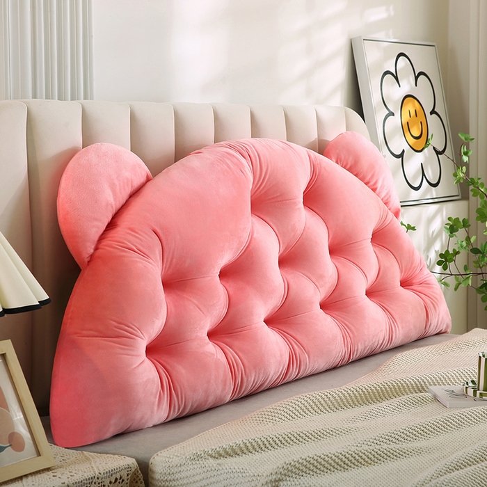 91家纺网 家纺一手货源 找家纺 （总）永光家居 2025新款熊耳朵靠枕 床头靠垫抱枕榻榻米软包 （专利款 不供多多）