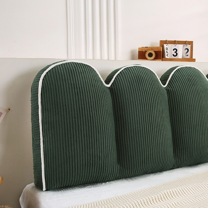 91家纺网 家纺一手货源 找家纺 永光家居 2025灯芯绒花瓣靠枕 高端床头靠垫抱枕榻榻米软包（不供多多） 花瓣-墨绿