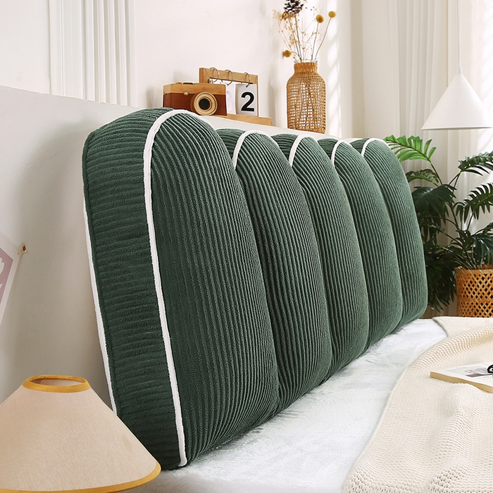 91家纺网 家纺一手货源 找家纺 永光家居 2025灯芯绒花瓣靠枕 高端床头靠垫抱枕榻榻米软包（不供多多） 花瓣-墨绿