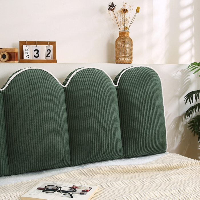 91家纺网 家纺一手货源 找家纺 永光家居 2025灯芯绒花瓣靠枕 高端床头靠垫抱枕榻榻米软包（不供多多） 花瓣-墨绿