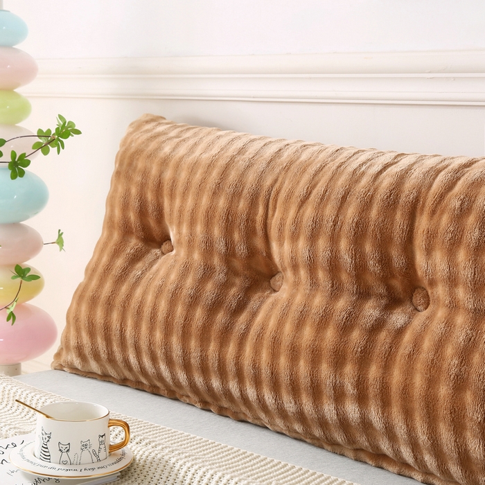 91家纺网 家纺一手货源 找家纺 永光家居 2025新款兔兔绒撸猫感靠背 床头靠垫抱枕床上软包（不供多多） 兔绒 浅棕