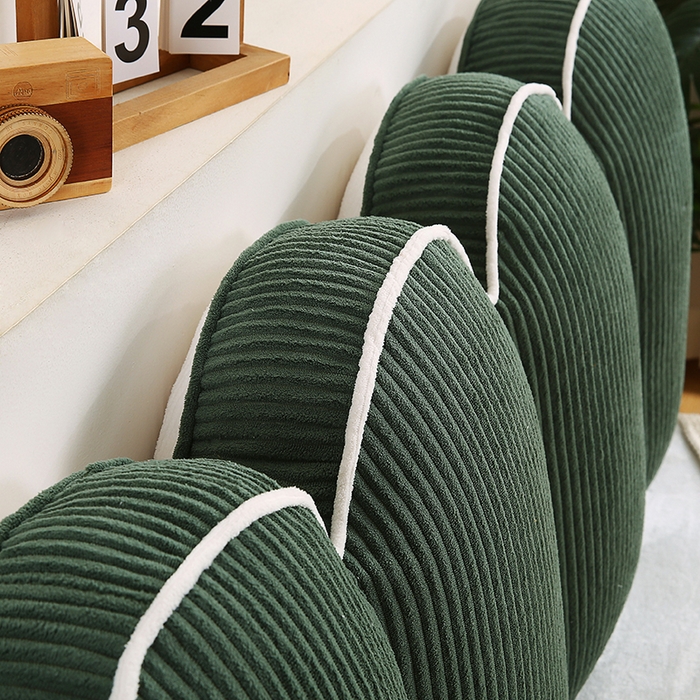 91家纺网 家纺一手货源 找家纺 永光家居 2025灯芯绒花瓣靠枕 高端床头靠垫抱枕榻榻米软包（不供多多） 花瓣-墨绿