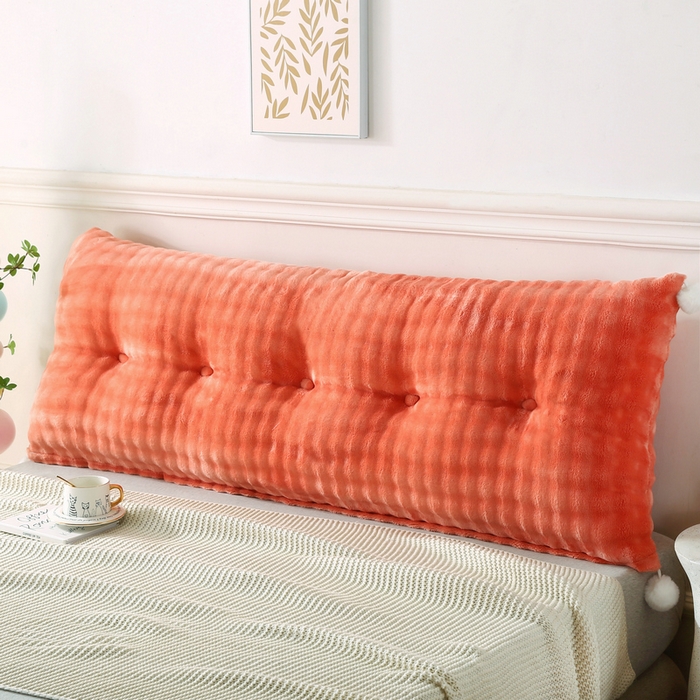 91家纺网 家纺一手货源 找家纺 永光家居 2025新款兔兔绒撸猫感靠背 床头靠垫抱枕床上软包（不供多多） 兔绒 橙红