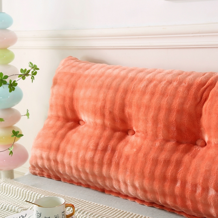 91家纺网 家纺一手货源 找家纺 永光家居 2025新款兔兔绒撸猫感靠背 床头靠垫抱枕床上软包（不供多多） 兔绒 橙红