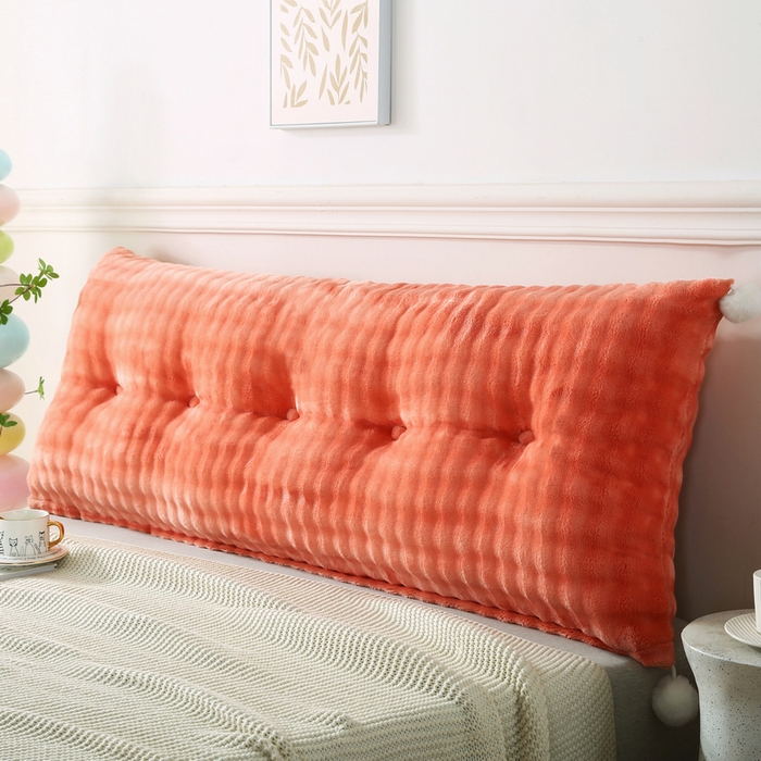 91家纺网 家纺一手货源 找家纺 永光家居 2025新款兔兔绒撸猫感靠背 床头靠垫抱枕床上软包（不供多多） 兔绒 橙红